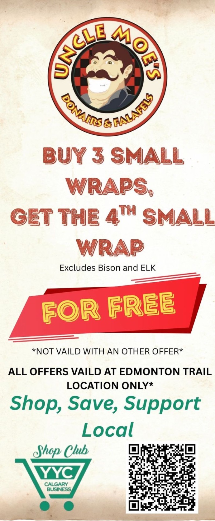 Buy 3 Small wraps, get the 4th wrap FREE